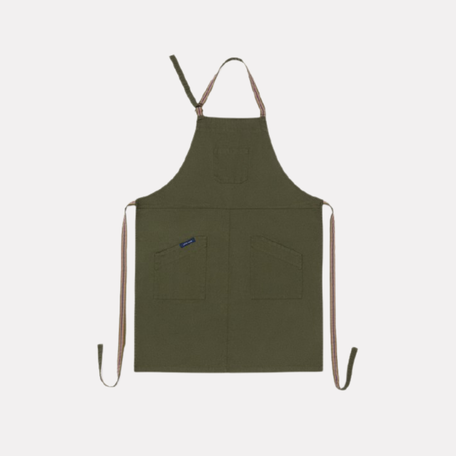 Lucio Verso Khaki Denim Classic Apron / ​مئزر كلاسيكي كاكي دينيم من لوتشو ڤيرسو