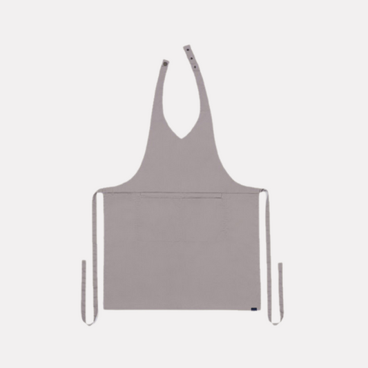 Lucio Verso Slate Grey V-Neck Classic Apron / مئزر كلاسيكي رمادي أردوازي بقصة V من لوتشو ڤيرسو