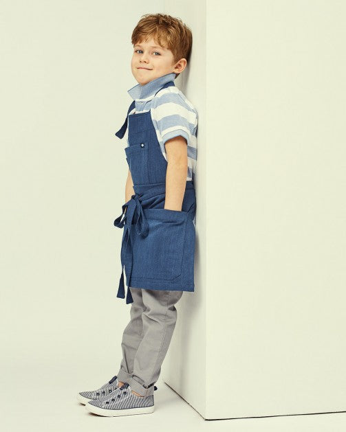 Blue Denim Kids Apron / ​مئزر دينيم أزرق للأطفال من لوتشو ڤيرسو